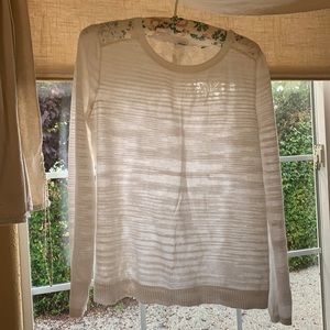 CAbi lace back crewneck sweater